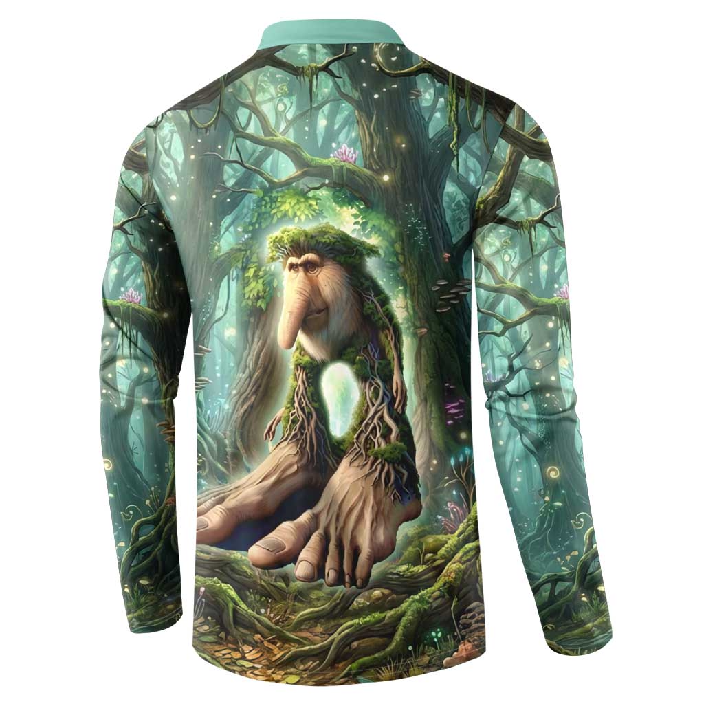 Brr Brr Patapim Button Sweatshirt Glowing Heart and Magical Tree Roots in Enchanted Woods