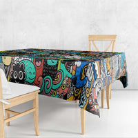 Happy Doodle Monsters Sticker Bomb Tablecloth Funny Graffiti Style Cartoon