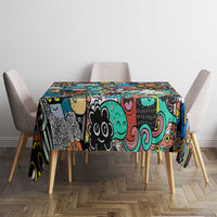 Happy Doodle Monsters Sticker Bomb Tablecloth Funny Graffiti Style Cartoon