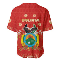 Bolivia National Emblem Baseball Jersey with Floral Pattern and Red Folk Design