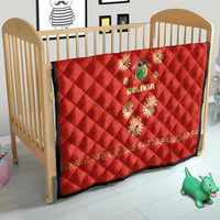 Bolivia National Emblem Quilt with Floral Pattern and Red Folk Design