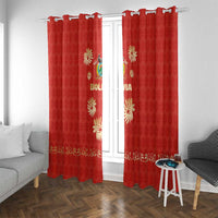 Bolivia National Emblem Window Curtain with Floral Pattern and Red Folk Design