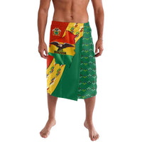 Multicolor Bolivia flag lavalava sarong with crest and condor graphic, side split