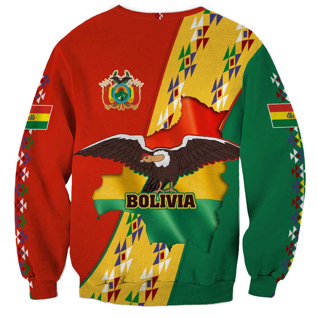 Multicolor Bolivia flag sweatshirt with condor graphic and 'BOLIVIA' back text