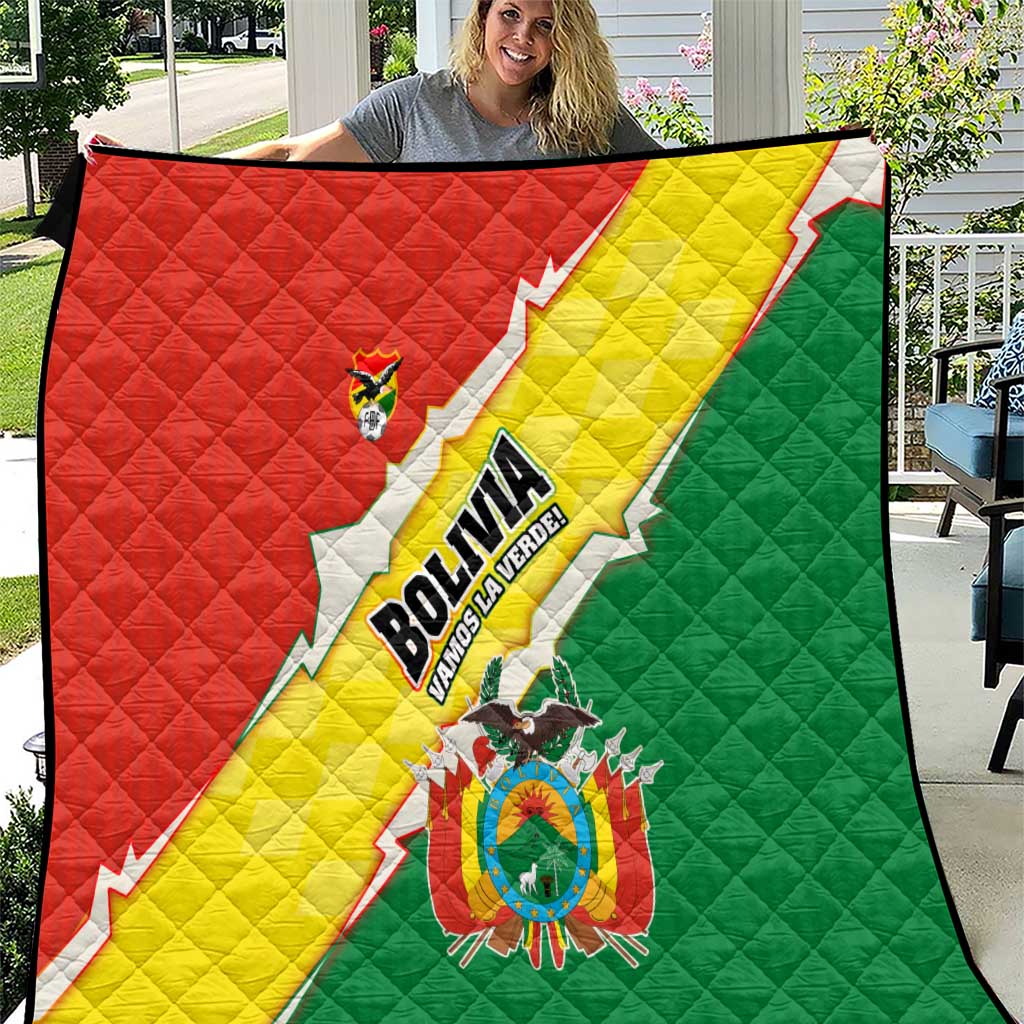 Bolivia Vamos La Verde Quilt with Flag Colors and National Football Crest