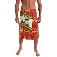 Men's lavalava skirt with Bolivia flag graphic, red-yellow-green zigzag hem