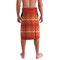 Men's lavalava skirt back view with red zigzag wave pattern and buttoned waistband