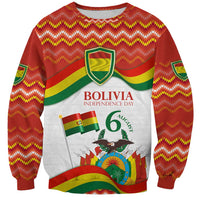 Multicolor Bolivia Independence Day sweatshirt with zigzag sleeves and flag graphic on front