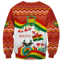 Multicolor Bolivia Independence Day sweatshirt with zigzag pattern and central flag shield graphic