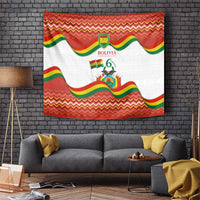 Bolivia Independence Day wall tapestry with red, green, and yellow flag wave design