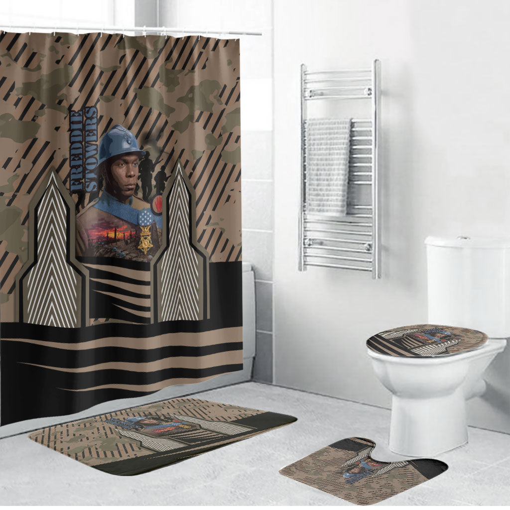 Freddie Stowers African American Bathroom Set Medal Of Honor Red Hand - Military Camouflage Striped World War I