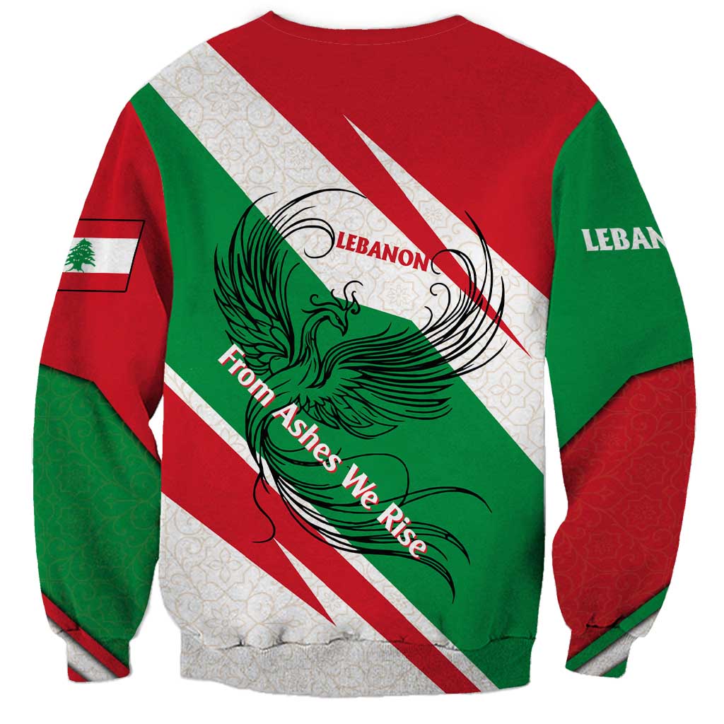Unisex multicolor sweatshirt with back phoenix graphic and “From Ashes We Rise”