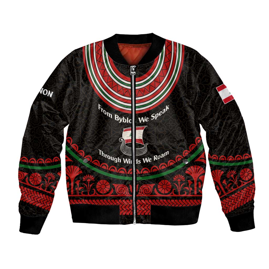 Lebanon Phoenician Ship Bomber Jacket with Byblos Heritage and Cedar Sail Design