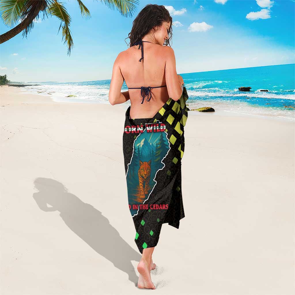 Lebanon Wild Cedar Forest Sarong with Leopard and National Map Design