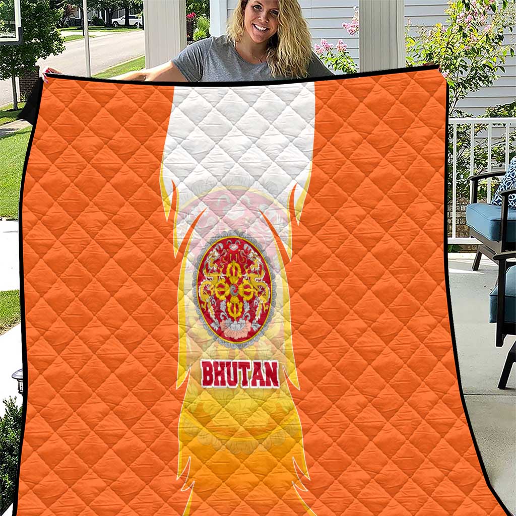 Bhutan Mandala Emblem Quilt with Monastic Orange and Spiritual Harmony