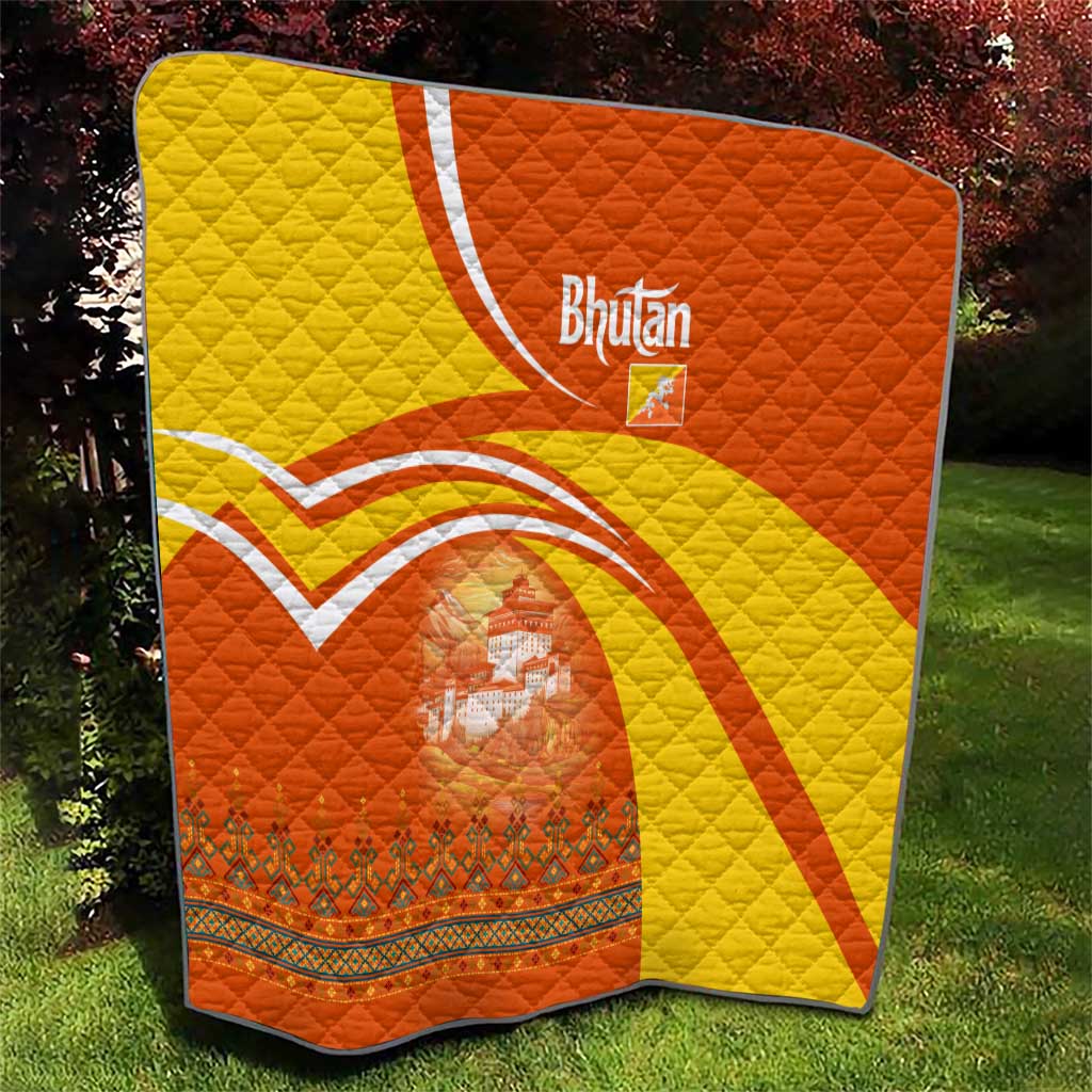 Bhutan Heritage Quilt with Paro Monastery and Druk Dragon