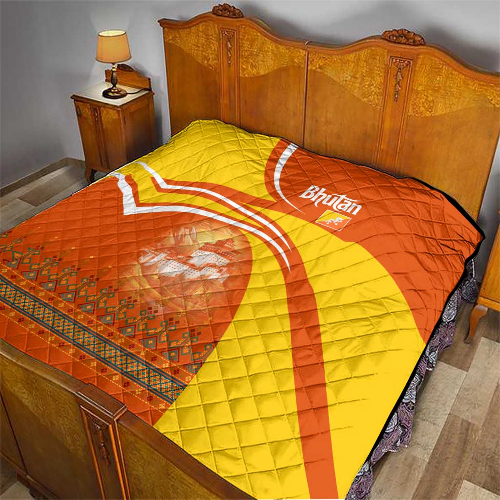 Bhutan Heritage Quilt with Paro Monastery and Druk Dragon