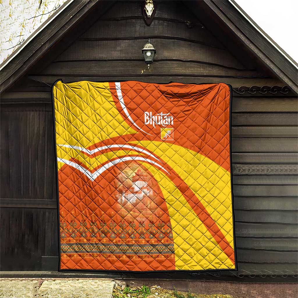 Bhutan Heritage Quilt with Paro Monastery and Druk Dragon