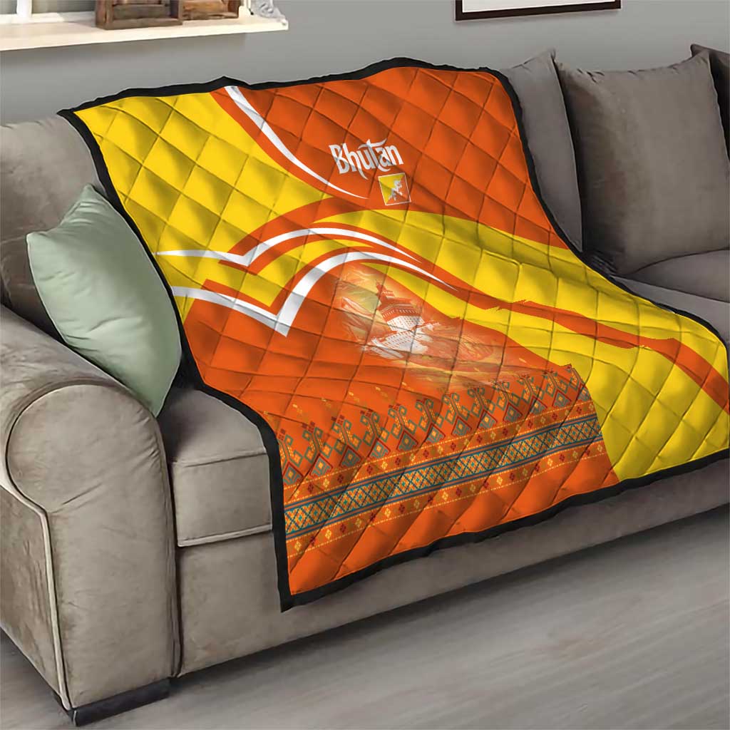 Bhutan Heritage Quilt with Paro Monastery and Druk Dragon
