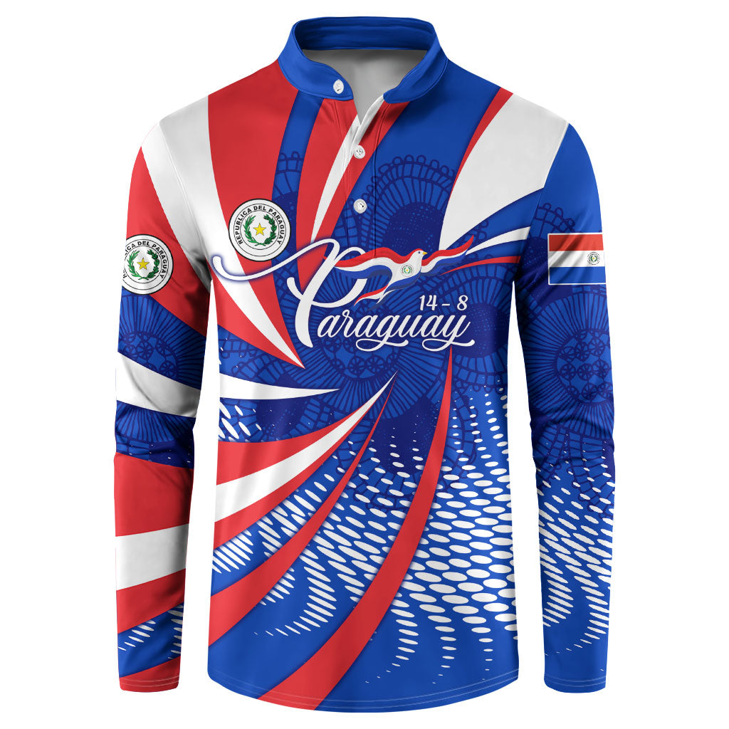 Paraguay Flag Day Button Sweatshirt Patriotic Sunburst Traditional Ñandutí Lace