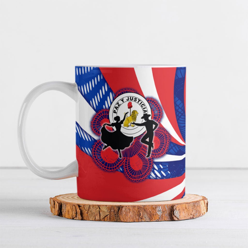 Paraguay Flag Day Ceramic Mug Patriotic Sunburst Traditional Ñandutí Lace