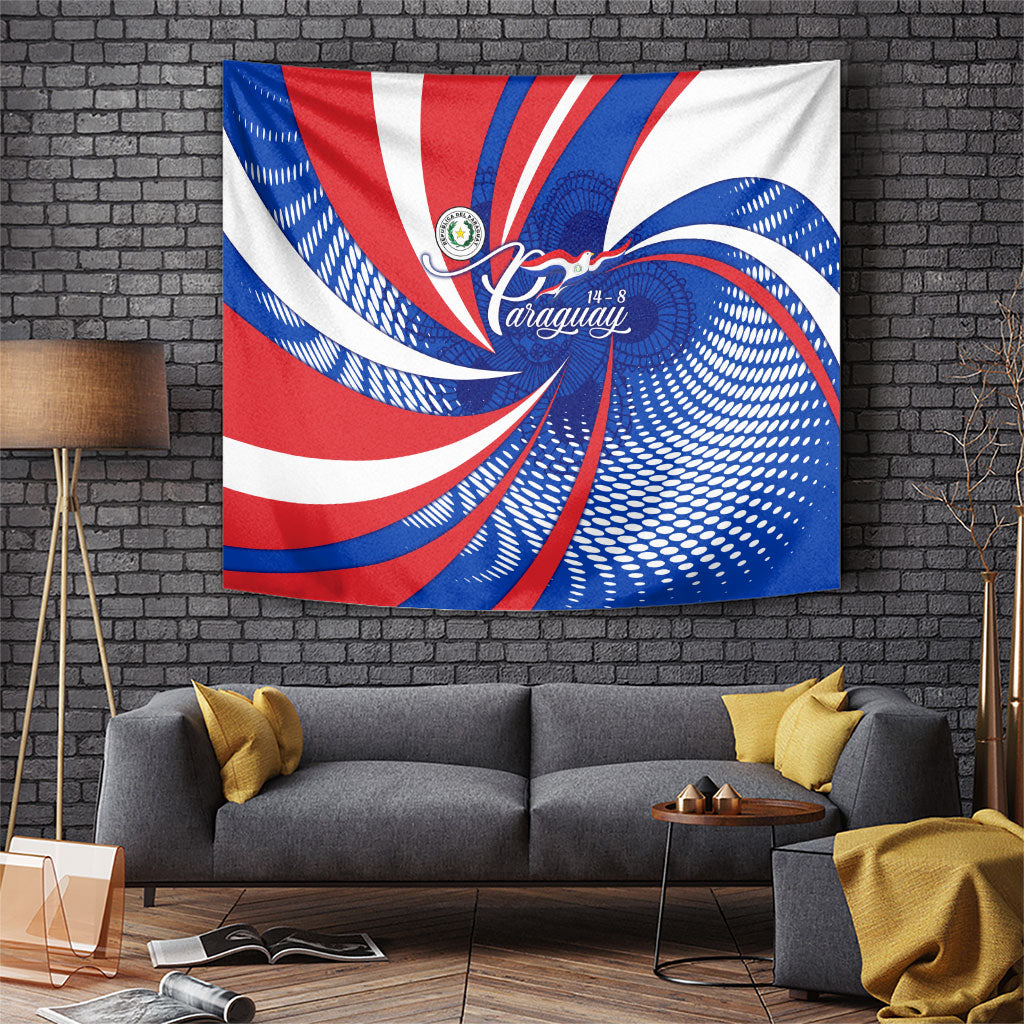 Paraguay Flag Day Tapestry Patriotic Sunburst Traditional Ñandutí Lace