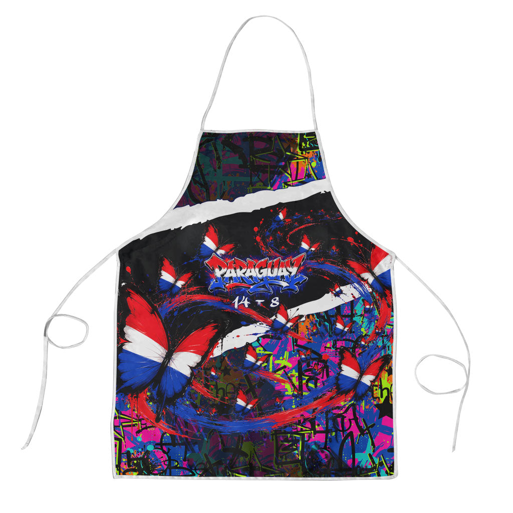 Paraguay Flag Day Apron Colorful Graffiti Map Butterflies