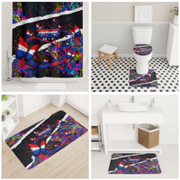 Paraguay Flag Day Bathroom Set Colorful Graffiti Map Butterflies