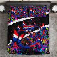 Paraguay Flag Day Bedding Set Colorful Graffiti Map Butterflies
