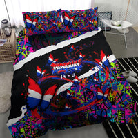 Paraguay Flag Day Bedding Set Colorful Graffiti Map Butterflies