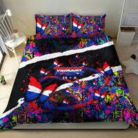 Paraguay Flag Day Bedding Set Colorful Graffiti Map Butterflies