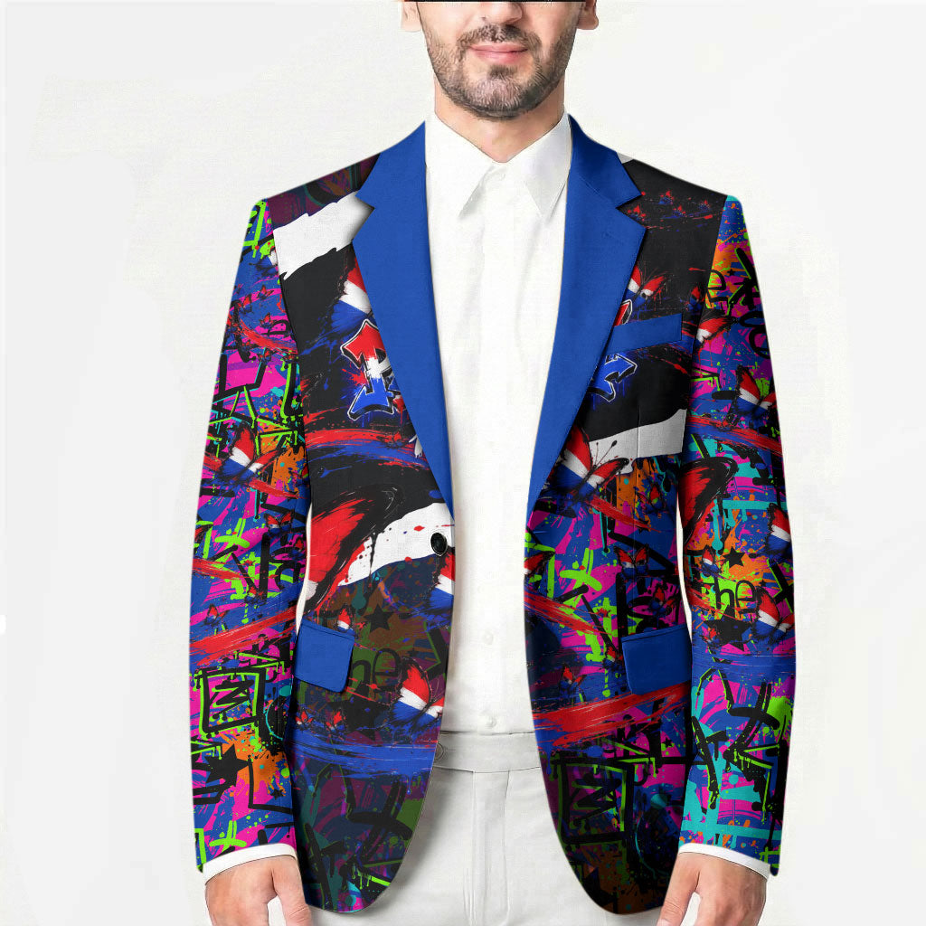 Paraguay Flag Day Blazer Colorful Graffiti Map Butterflies