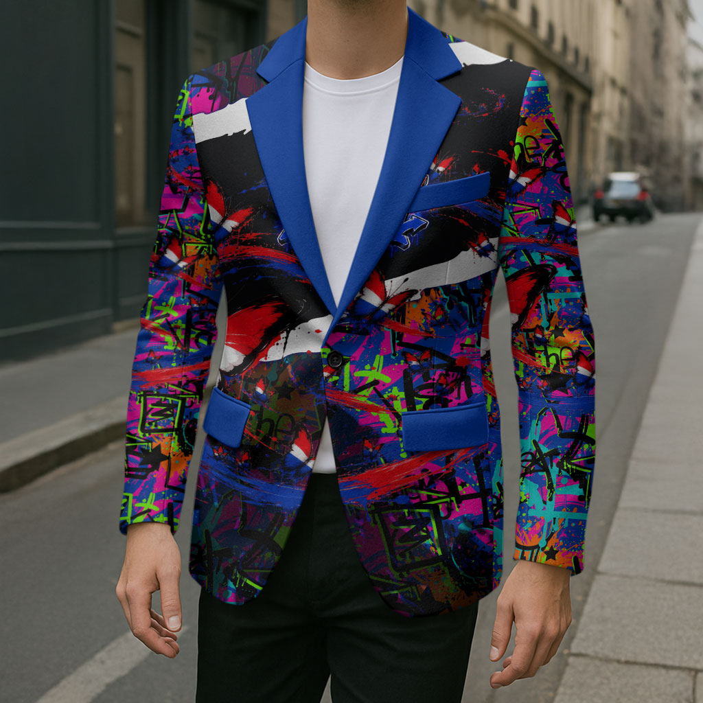 Paraguay Flag Day Blazer Colorful Graffiti Map Butterflies