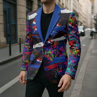 Paraguay Flag Day Blazer Colorful Graffiti Map Butterflies