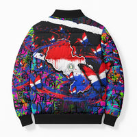 Paraguay Flag Day Bomber Puffer Jacket Colorful Graffiti Map Butterflies