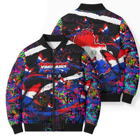 Paraguay Flag Day Bomber Puffer Jacket Colorful Graffiti Map Butterflies