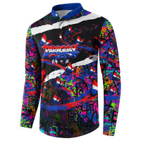 Paraguay Flag Day Button Sweatshirt Colorful Graffiti Map Butterflies
