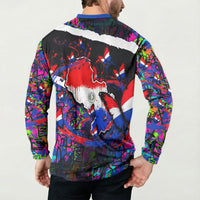 Paraguay Flag Day Button Sweatshirt Colorful Graffiti Map Butterflies
