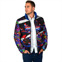 Paraguay Flag Day Padded Jacket Colorful Graffiti Map Butterflies