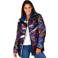 Paraguay Flag Day Padded Jacket Colorful Graffiti Map Butterflies