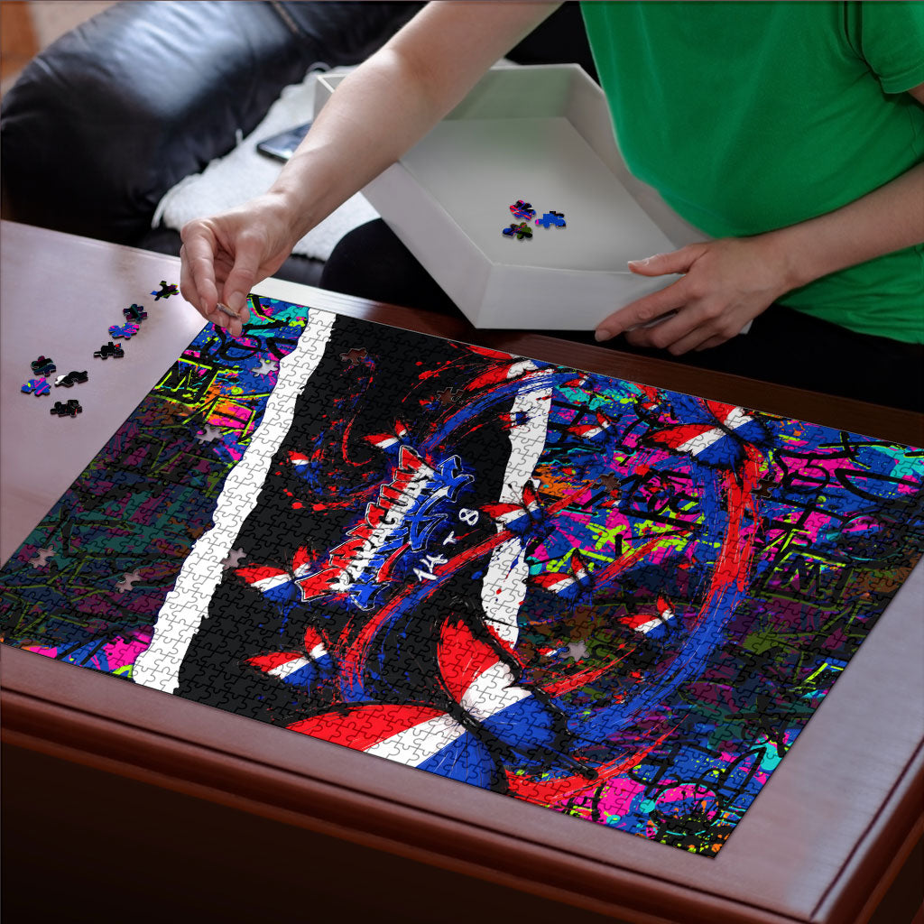 Paraguay Flag Day Puzzle Colorful Graffiti Map Butterflies