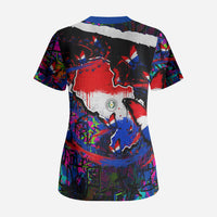Paraguay Flag Day Scrub Top Colorful Graffiti Map Butterflies