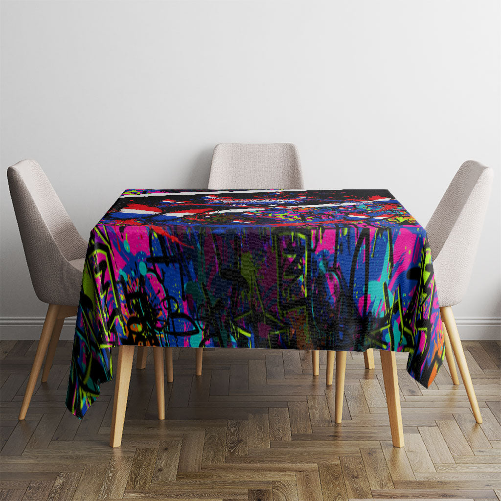 Paraguay Flag Day Tablecloth Colorful Graffiti Map Butterflies