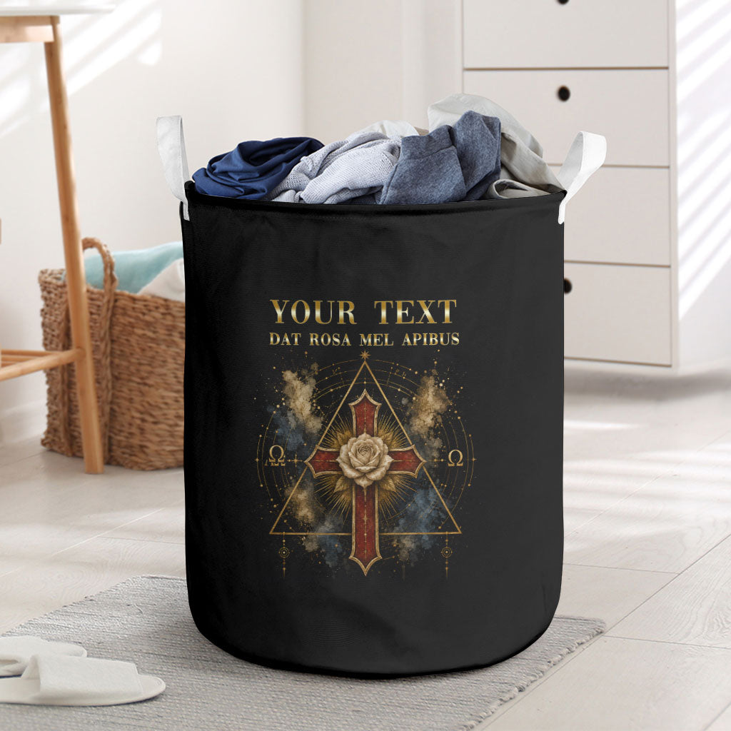 Personalized Rosicrucians Laundry Basket Sapiens Dominabitur Astris Rose Cross