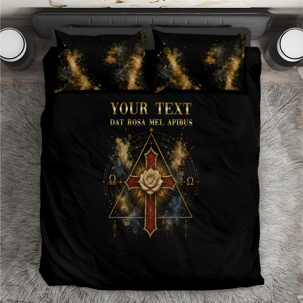 Personalized Rosicrucians Bedding Set Sapiens Dominabitur Astris Rose Cross