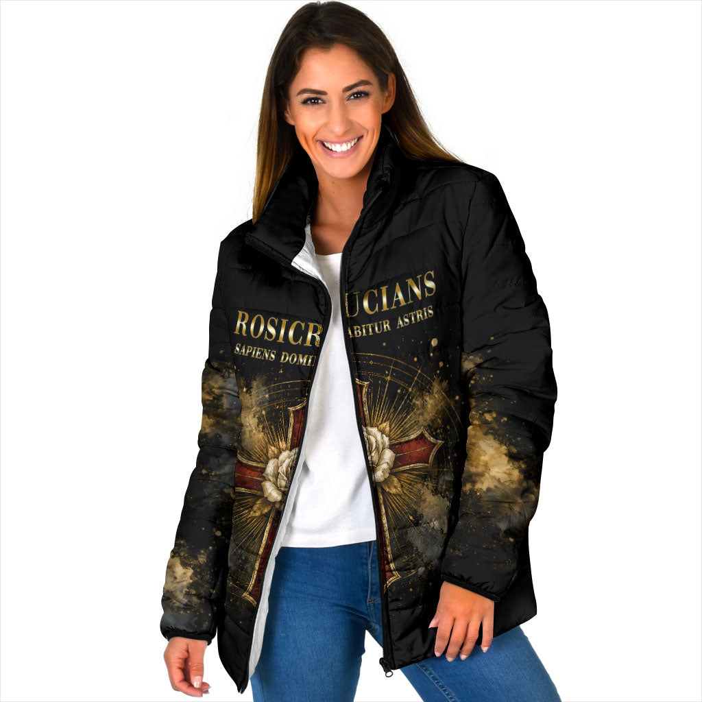 Personalized Rosicrucians Padded Jacket Sapiens Dominabitur Astris Rose Cross