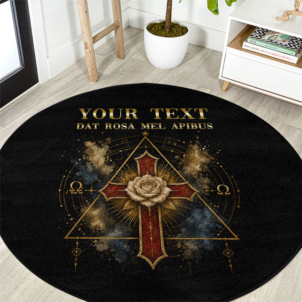 Personalized Rosicrucians Round Carpet Sapiens Dominabitur Astris Rose Cross