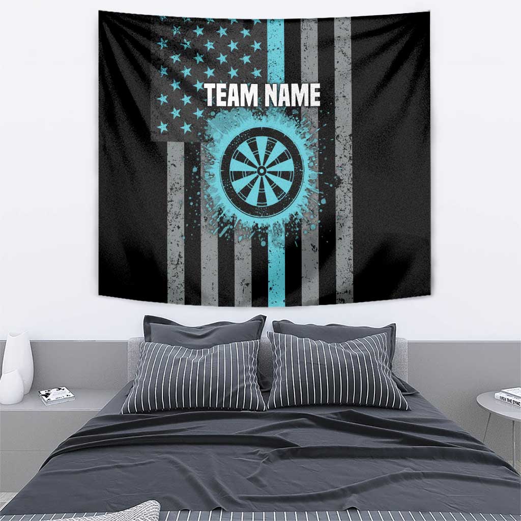 Custom Turquoise US Patriotic Darts Tapestry Blue American Flag Pattern - Grunge Paint Splatter - Wonder Print Shop