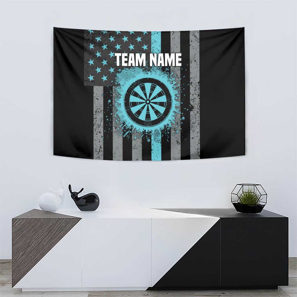 Custom Turquoise US Patriotic Darts Tapestry Blue American Flag Pattern - Grunge Paint Splatter - Wonder Print Shop