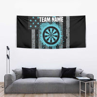 Custom Turquoise US Patriotic Darts Tapestry Blue American Flag Pattern - Grunge Paint Splatter - Wonder Print Shop